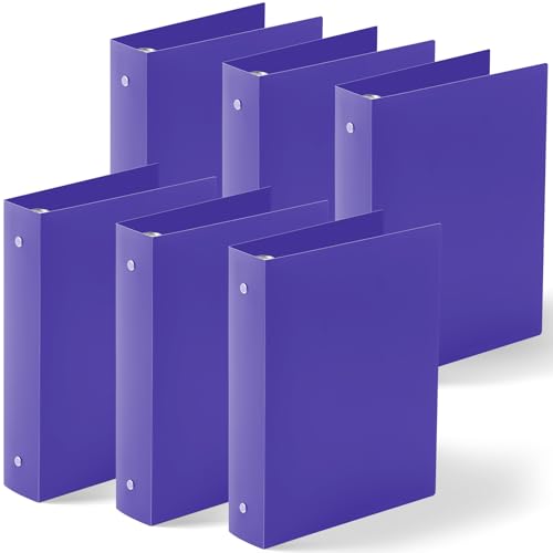 Henoyso 6 Pcs Plastic 1.5 Inch Mini 3 Ring Binders Fits 5.5" x 8.5" Paper, Holds(Capacity 280 Sheets), Flexible Three Round Rings Small Purple A5 Binders Bulk for School, Office Use, Photo Album - color: Purple, size: 1.5 Inch