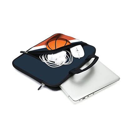 Laptop Sleeves 14 15 15.4 15.6 Chromebook Case Notebook Sleeve PC Messenger Bag Tablet Case Neoprene Handle Sleeve for Men Women, Two Pockets (Basketball) - color: Basketball