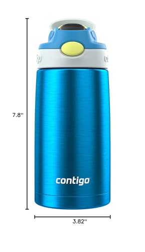 Contigo Autospout Water Bottle with Straw 13 oz Blue Poppy/Glacier - color: Blue Poppy, size: 13 Ounces