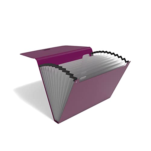 TRU RED Reinforced Plastic Accordion File, 13‑Pocket Expanding Organizer, Letter Size, Purple – 3/Pack