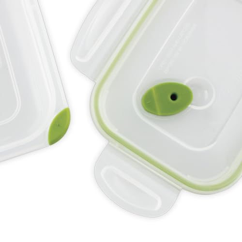 Sterilite Ultra-Seal 3.1 Cup Rectangle, Airtight Food Storage Container, Latching Lid, Microwave and Dishwasher Safe, Clear With Green Gasket, 6-Pack