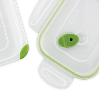 Sterilite Ultra-Seal 3.1 Cup Rectangle, Airtight Food Storage Container, Latching Lid, Microwave and Dishwasher Safe, Clear With Green Gasket, 6-Pack