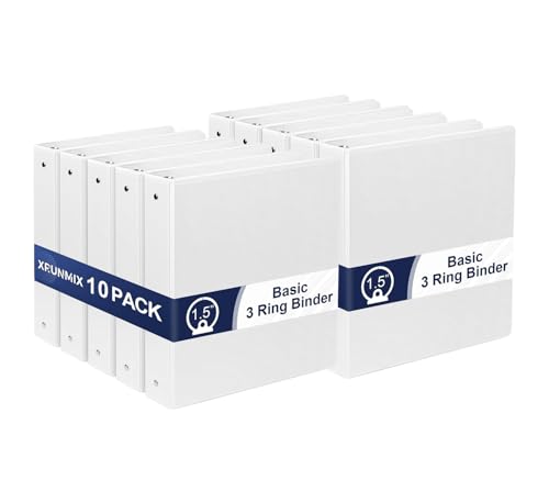 Bulk 10 Packs 1-1/2 -Inch 3-Ring Binder with Pockets, 1.5 inch Premium View Binders, Holds up to 325 Sheets US Letter Size 8.5 x 11'' for Office/Teachers/Students (White - 10 Packs) - color: White - 10 Packs