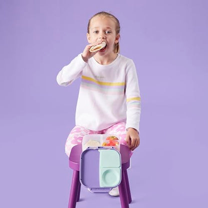 b.box Mini Lunch Box Kids | 4.25 Cup Leak Proof Bento Box for Kids Ages 3+ | 3 Compartment Snack Containers, School Lunch Container, Dishwasher Safe, BPA-Free, PFAS-Free - Lilac Pop - color: Lilac Pop, size: 1-pack