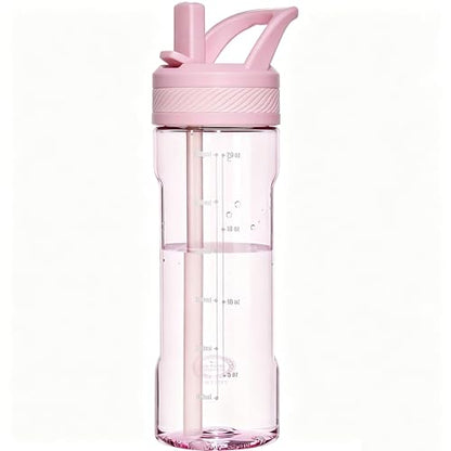 OLDLEY 20oz Kids Water Bottle with Straw, BPA-Free Tritan Water Bottle for School, Leakproof Clear Water Bottle with One Click Open, Measurement Scale, Cup Holder Friendly for Boys Girls,Pink - color: Pink