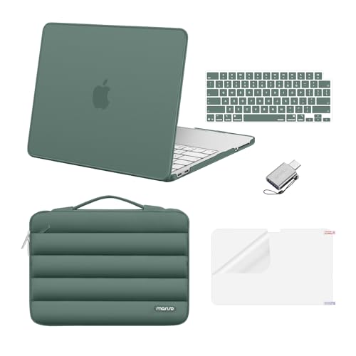 MOSISO Compatible with MacBook Neo Case 13 inch 2026 A3404 A18 Pro Chip | Scratch-Resistant Protective Hard Shell&Puffy Sleeve Bag&Keyboard Skin&Screen Film&Type C, Emerald Green - color: Emerald Green