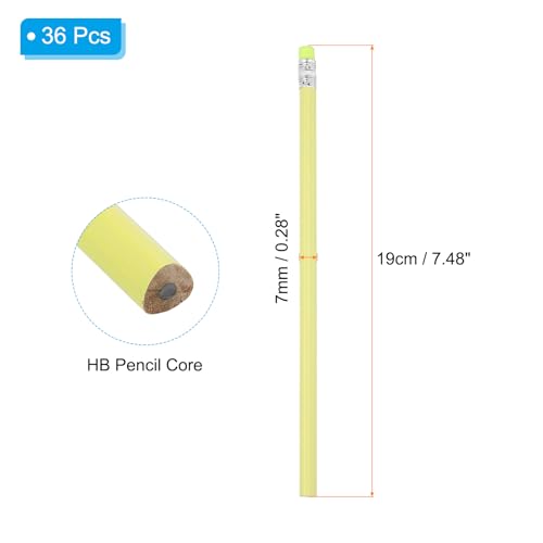 PATIKIL Round Pencils, 36 Pack Triangle HB Graphite Pencil Woodcase Wooden Pencils with Eraser for Classroom Office Writing Drawing Supplies, Yellow - color: Yellow