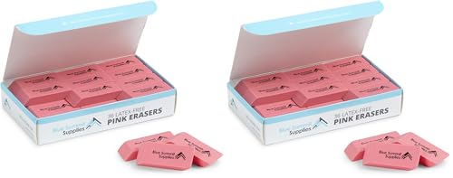 Blue Summit Supplies Pink Erasers, Bulk Erasers for Art, School, and Office Use, Classroom Set, 72 Pack - size: 36 (Pack of 2)
