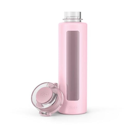 Ello Syndicate 20oz Reusable Glass Water Bottle with One-Touch Leak Proof Flip Lid, Protective Non-Slip Silicone Sleeve, Carry Loop for Coffee, Tea and Water, BPA-free, Dishwasher Safe, Cashmere Pink - color: Cashmere Pink