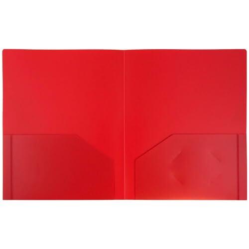 JAM PAPER Heavy Duty Plastic 2 Pocket Extra Tough School Folders - Red - 3/Pack - color: Red, size: 3 Per Pack