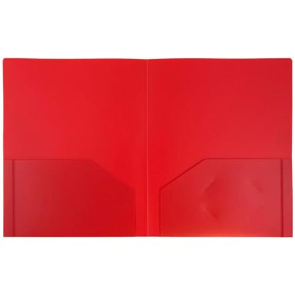 JAM PAPER Heavy Duty Plastic 2 Pocket Extra Tough School Folders - Red - 3/Pack - color: Red, size: 3 Per Pack
