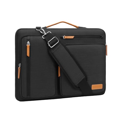 MOSISO 360 Protective Laptop Shoulder Bag,15 inch Computer Bag Compatible with MacBook Air 15 inch M5 M4 M3 M2/Pro 15, Dell XPS Plus,Side Open Messenger Bag with 4 Zipper Pockets&Handle, Black - color: Black, size: 15 inch