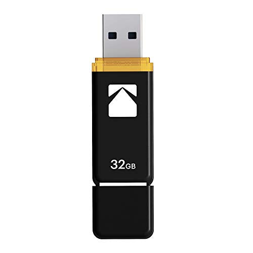 Kodak EKMMD32GK103 - USB Drive 3.2/3.1/3.0-32 GB, 32 Go - Classic Serie - K100 Model - Black mat casing with a Transparent Yellow Neck + a Cap - size: 32GB
