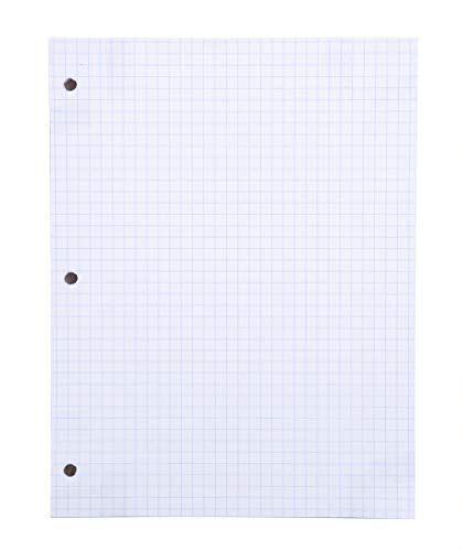 Mintra Office Filler Paper, 4x4 Graph Ruled, (Graph 100 Sheets/pack, 4 pack), Loose Leaf Paper for 3 Ring Binder, 3 Hole Punched, for Student, Home, Office, Business