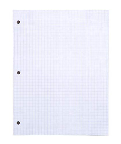 Mintra Office Filler Paper, 4x4 Graph Ruled, (Graph 100 Sheets/pack, 4 pack), Loose Leaf Paper for 3 Ring Binder, 3 Hole Punched, for Student, Home, Office, Business