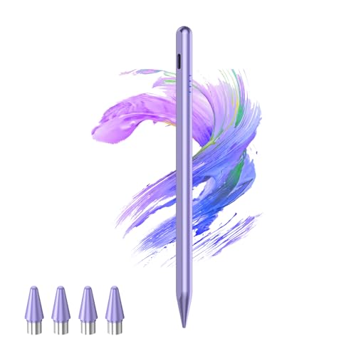 Kenkor Stylus Pen for Android Touchscreen with 4 POM Tips, Active Digital Stylus Pens for iPhone, Magnetic Tablet Pen Compatible with iPhone/Samsung/Huawei/Vivo Writing & Drawing - Purple - color: Purple