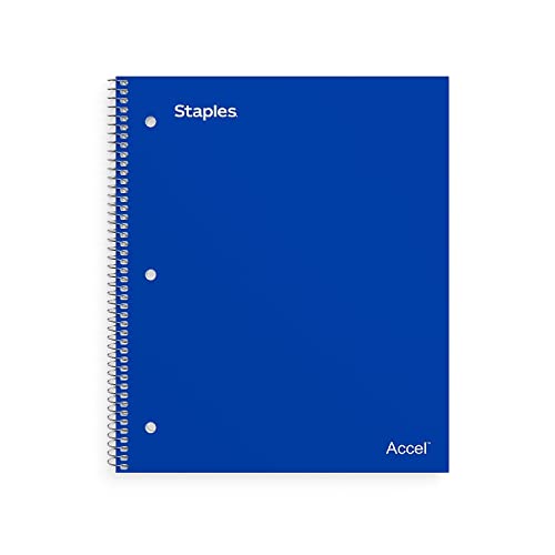 STAPLES Premium 2‑Subject Notebook, 8.5” x 11”, College Ruled, 120 Sheets, Blue Cover – Multi‑Section Writing Notebook - color: Blue, size: 1 Pack