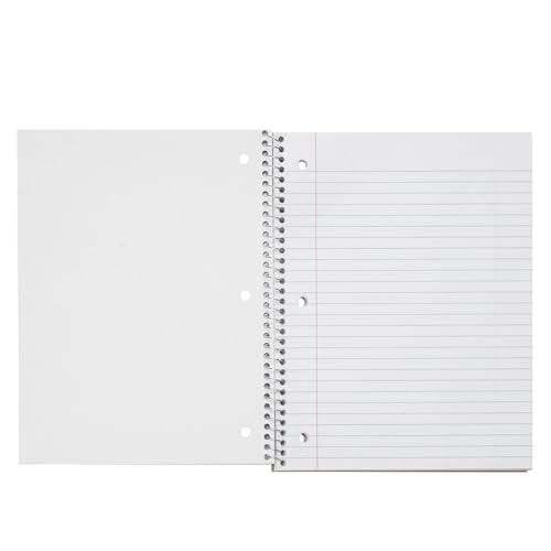 School Smart Spiral Wide Ruled Notebook, 8 x 10-1/2 Inches