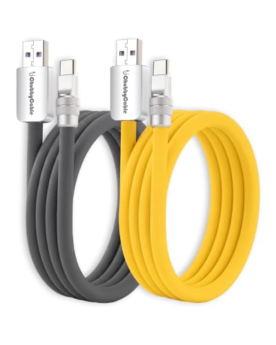chubbycable Couple Chubby 2 Pack 120W USB C Cable Extra Thick Silicone Fast Charging Cable Compatible with iPhone 17-15 Series iPad Galaxy Series, Gray+Yellow, USB-A to Type-C, 3.3FT - color: Gray+Yellow, size: 3.3ft (1m), style: USB A-Type C