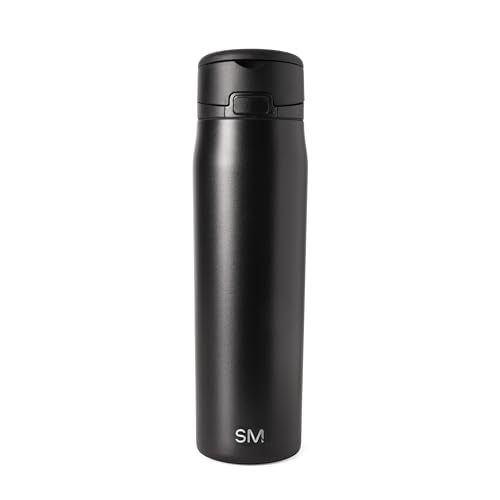 Simple Modern Mesa Loop Water Bottle with Covered Straw and Handle | 24oz Cup Holder Friendly Insulated Stainless Steel Bottles for Travel, Sports and School | Midnight Black - color: - Midnight Black, size: 24 Ounces