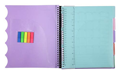 Mintra Office Durable PREMIUM Spiral Notebook, ((Lavender, 5 Subject (8.5in x 11in)) - Fabric Covered Coils, No Snags, College Ruled, Adjustable PocketDividers, Ruler, Organization, Student, School - color: Lavender, size: 5 Subject (8.5in x 11in)