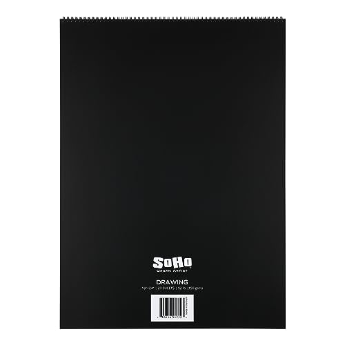 SoHo Urban Artist Softcover Drawing Pad - 18"x24" - 92 lbs/150gsm, Mixed Media, 24 Dual-Sided Sheets, Acid-Free, Wire-Bound, Micro-Perforated, Repeated Erasing & Reworking - size: 18"x24"