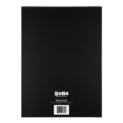 SoHo Urban Artist Softcover Drawing Pad - 18"x24" - 92 lbs/150gsm, Mixed Media, 24 Dual-Sided Sheets, Acid-Free, Wire-Bound, Micro-Perforated, Repeated Erasing & Reworking - size: 18"x24"
