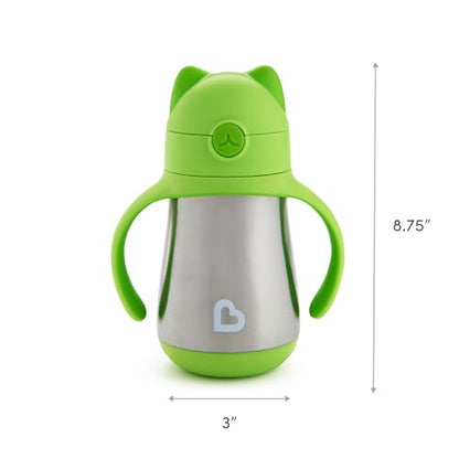 Munchkin Cool Cat Stainless Steel Straw Cup, 8 Ounce, Green - color: Green, size: 8 ounces