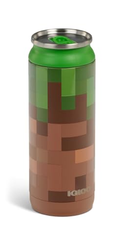 Igloo MineCraft Grass Block 16 oz Stainless Steel Hydration Can, Insulated Water Bottle, Reusable Travel Mug - color: 16 Oz Grass Block