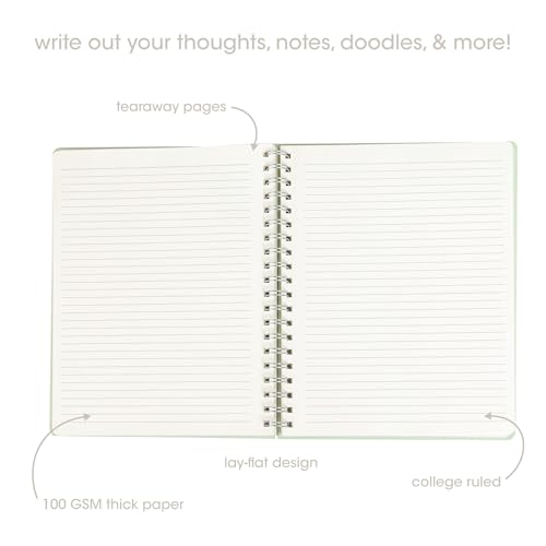 Pearhead Spiral Hardcover Notebook 8x10.5 – Frog Toile College-Ruled Writing Journal with 200 Lined Pages, Perforated Paper for School, Work & Notes - color: Green Frog Spiral Notebook