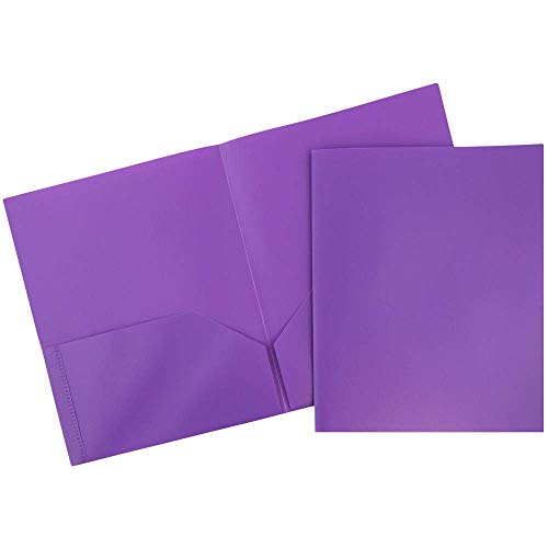JAM PAPER Plastic 2 Pocket POP Folders - Durable School Folders - Purple - 6/Pack - color: Purple, size: 6 Per Pack