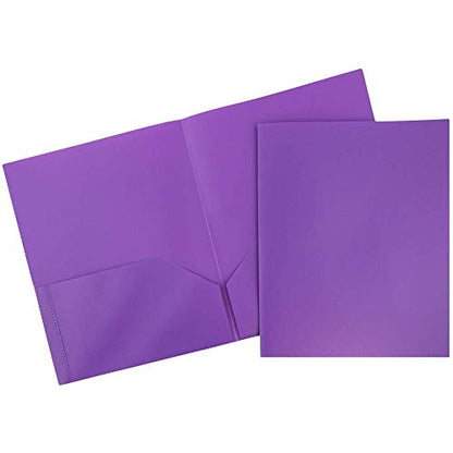 JAM PAPER Plastic 2 Pocket POP Folders - Durable School Folders - Purple - 6/Pack - color: Purple, size: 6 Per Pack