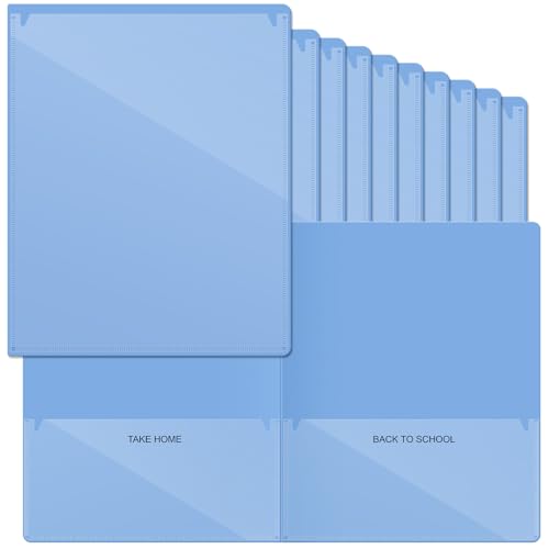 Henoyso 24 Pcs Folders with Pocket School to Home Folder Heavy Duty 2 Pocket Homework Folders with Clear Front Pockets for School Students Parent Teacher Communication (Light Blue) - color: Light Blue