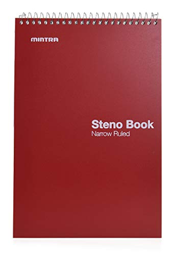 Mintra Office Steno Books Set - Top-Spiral Bound, Narrow Ruled, 100 White Tint Sheets, Poly Covered Notebooks for Office & School, Colorful Arctic Ice, Green Olive, Charcoal, Chili Oil, 6"x9", 8 Pack - color: Poly Steno 8pk (Arctic Ice, Green Olive, Charc