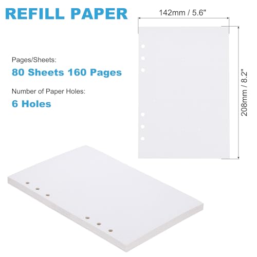 PATIKIL A5 Dot Grid Paper 6-Ring Binder Loose Leaf Planner Filler Paper Planner Inserts, 80 Sheets/160 Pages, Lined - size: A5, style: Dot Grid
