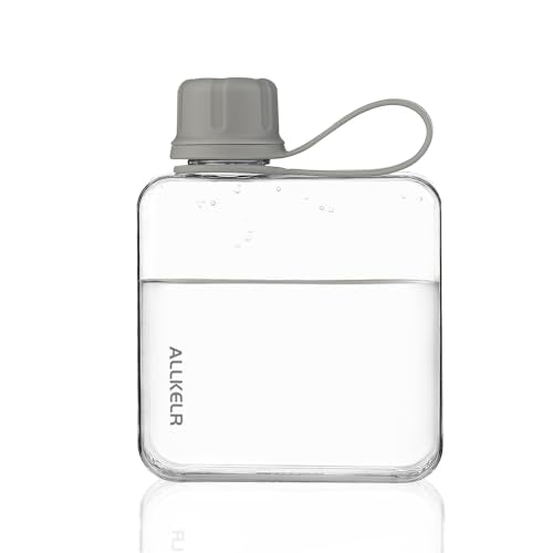 Portable Flat Water Bottle, 10.8 oz, Gray | BPA-Free Tritan, leakproof, slim fit for purses, lightweight for hiking, backpacking, travel - color: Gray, size: 10.8 Ounces