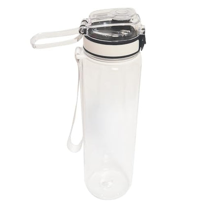 Clear Plastic Water Bottle | No Markings 32oz Chug Lid Sports Water Bottle | Leak Proof Re-Usable Flip Top Plastic Drinks Bottles for School, Office, Gym, Cycling, Exams (Clear-32oz) - color: Clear-32oz
