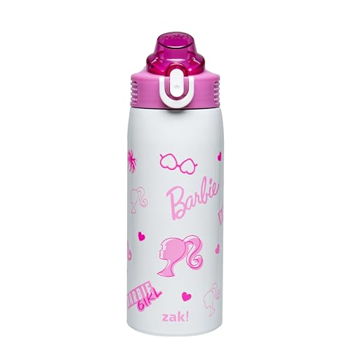 Zak Designs Barbie Sage 19oz Leak-Proof Straw Kids Water Bottle | BPA Free, Insulated Stainless Steel, Cupholder Friendly, Dishwasher Safe, Lid Lock, Handle, For School, Home, Travel - color: Barbie (Sage)