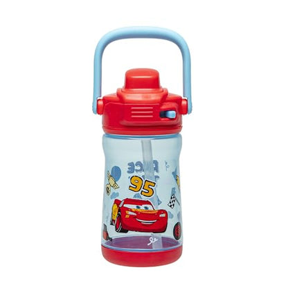 Zak Designs Disney Pixar Cars Beacon Kid Water Bottle for Travel or At Home, 12oz Plastic is Durable and Leak-Proof with Liquid Lock Spout, Cover, Carry Handle, Protective Base (Lightning McQueen) - color: Disney Pixar Cars (Lightning McQueen)