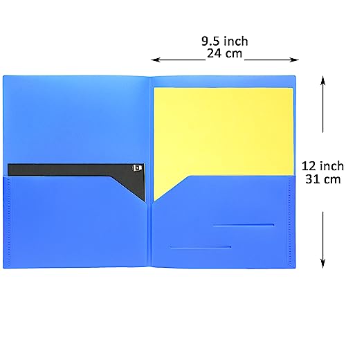 Youngever 6 Pack Heavy Duty Plastic Two Pocket Folders, Heavy Duty Plastic 2 Pocket Folder (Blue) - color: Blue