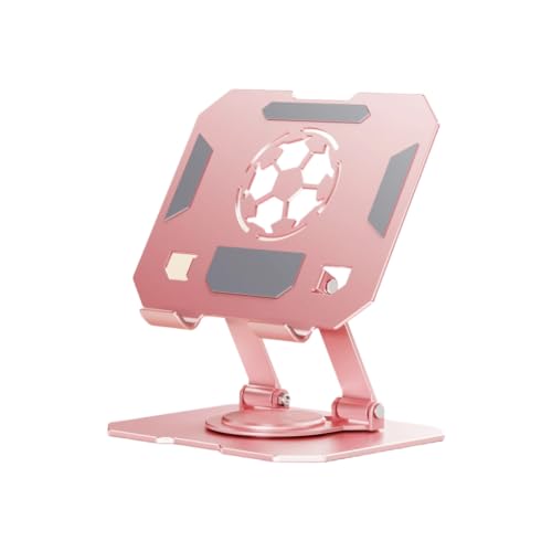 Double Axises Height Adjustable Foldable Tablets Holder with Rotating Base Carbon Alloy Design - color: Pink