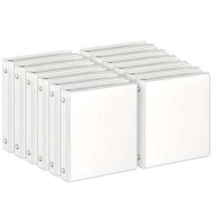 habgp 3 Ring Binders, 1" Round Rings 12 Pack, Fits for 8.5x11 Inch Paper, Clear View 2 Pocket for Customizable Covers, Three Ring for School Office Business Supplies, White, 1 Inch - size: 1 Inch
