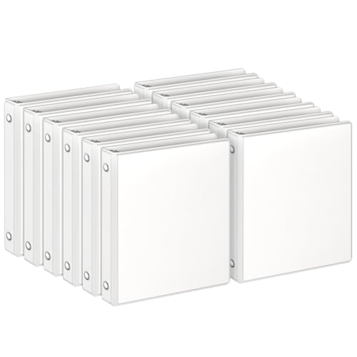 habgp 3 Ring Binders, 1" Round Rings 12 Pack, Fits for 8.5x11 Inch Paper, Clear View 2 Pocket for Customizable Covers, Three Ring for School Office Business Supplies, White, 1 Inch - size: 1 Inch