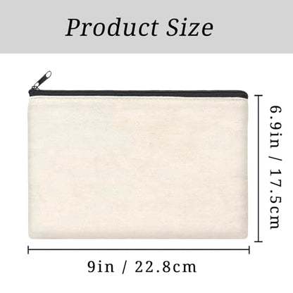 15PCS Large Blank DIY Canvas Pencil Pouch Makeup Bags Bulk，6.9×9Inch Large-Capacity Multi-Purpose Toiletry Bag Zipper Pouch Travel Storage Bag - color: 15pcs Beige