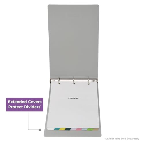 Carstens 2-Inch Heavy Duty 3-Ring Binder - Top Opening, Ash Gray, Durable Plastic, Precision No-Gap Rings, Waterproof Cover, No Pockets, Holds 300 US Letter Sheets, BPA-Free, Made in USA (2872-3R) - color: Gray, size: Individual