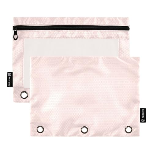 Gredecor Binder Pencil Pouch 3 Ring Misty Rose Zipper Pencil Pouches Case 2 Pack Clear Binder Organizer for School Office - color: Misty Rose