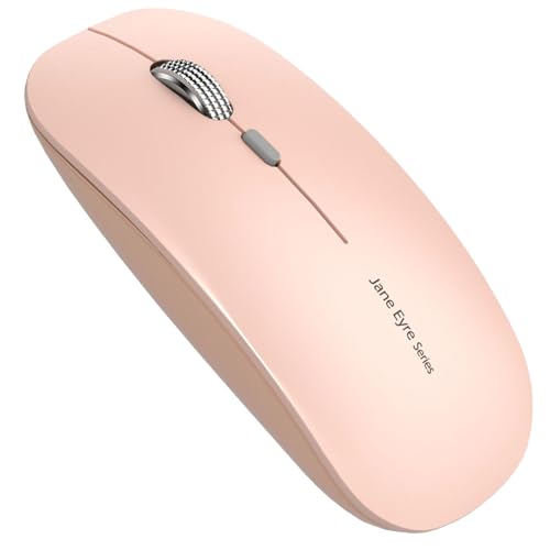 Uciefy Q5 Slim Rechargeable Wireless Mouse, 2.4G Portable Optical Silent Ultra Thin Wireless Computer Mouse with USB Receiver and Type C Adapter, Compatible with PC, Laptop, Desktop - Light Pink - color: Light Pink