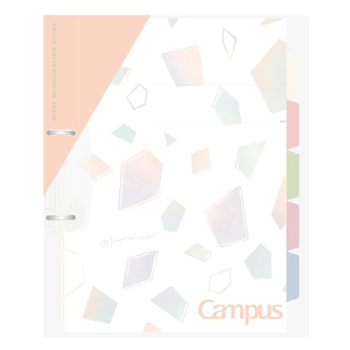 Kokuyo Campus Refillable Notebook, A4 Slim 2 Ring Binder Notebook with 5 Subject Dividers, 100 Sheets Capacity. Suitable for 30 Holes Loose Leaf Paper, Mineral Color Apricot Pink (Le-PP158-L4P) - color: Apricot Pink, size: A4