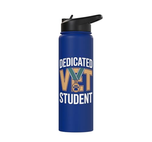 Dedicated Vet Student Veterinary School Stainless Steel Insulated Water Bottle - color: Royal Blue