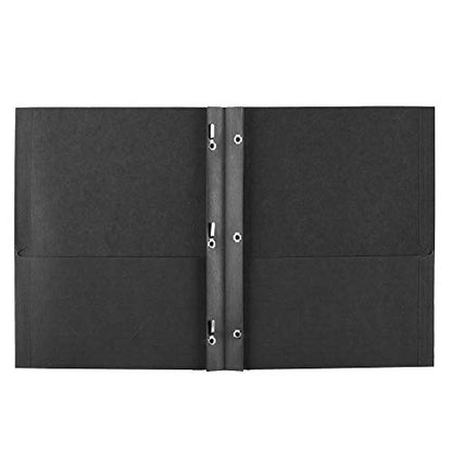 Avery Two Pocket Folders with 3 Prong Fasteners, Holds 70 Sheets, 25 Black Folders (47978) - color: Black